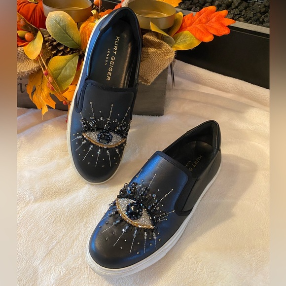 Kurt Geiger Black Embellished Sneakers - Picture 3 of 7